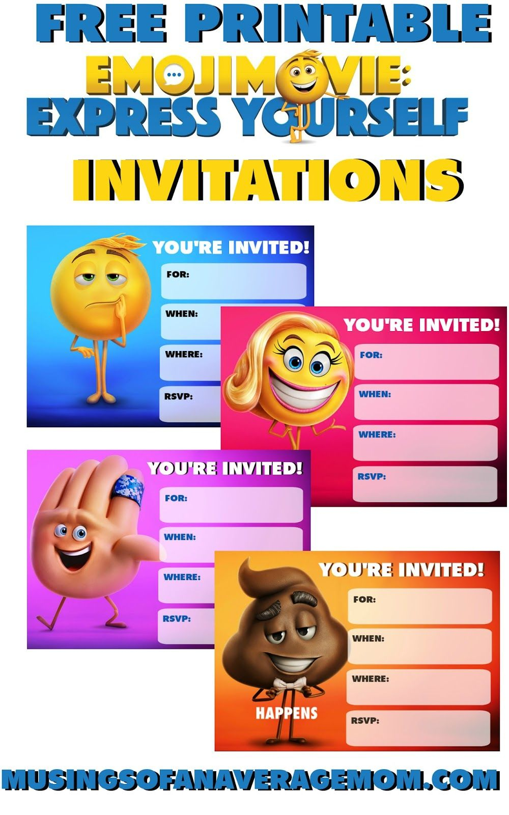 Emoji Movie Invitations | Emoji Printables | Party, Emoji - Free Printable Emoji B Day Invites