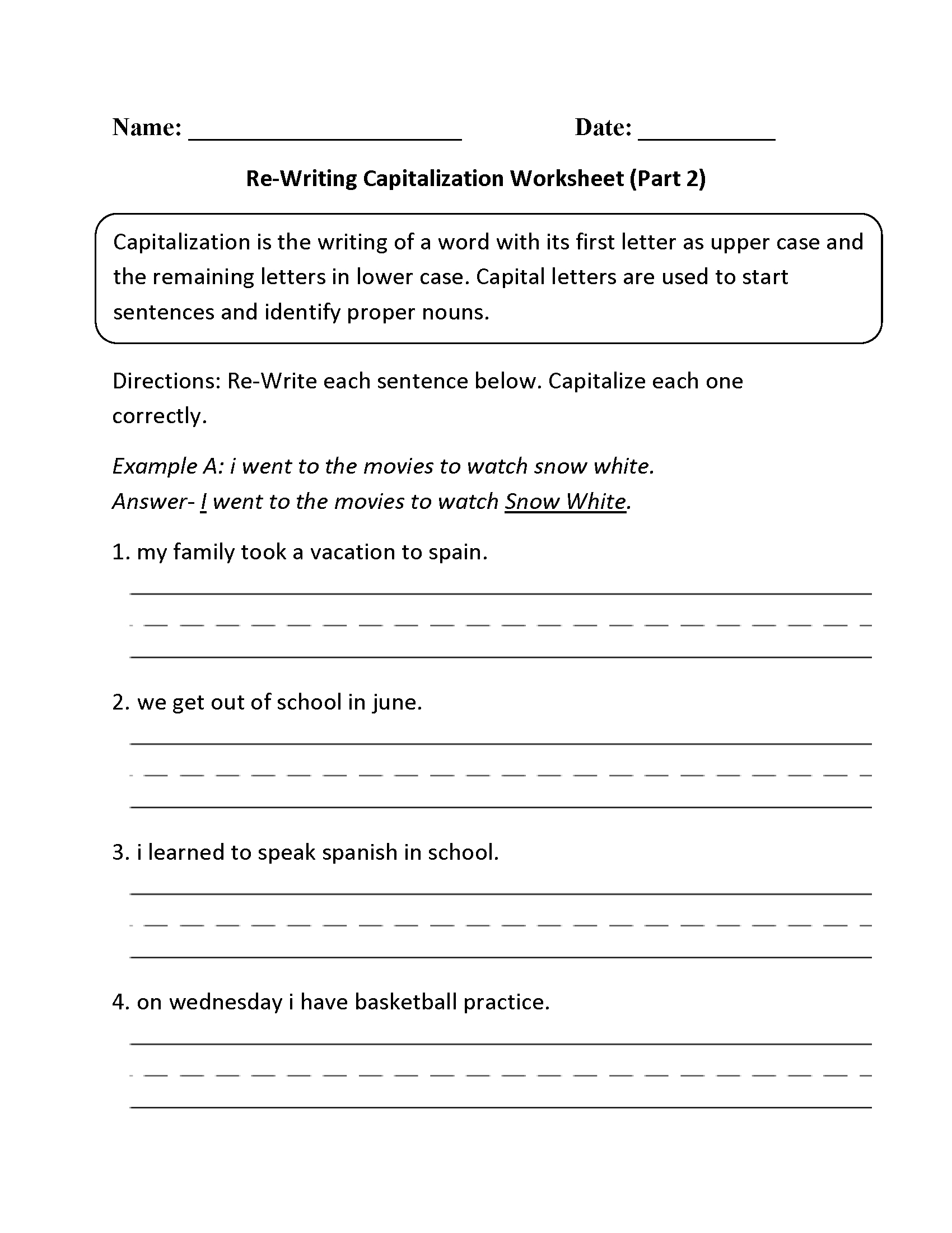 Englishlinx | Capitalization Worksheets - Free Printable Worksheets For Punctuation And Capitalization