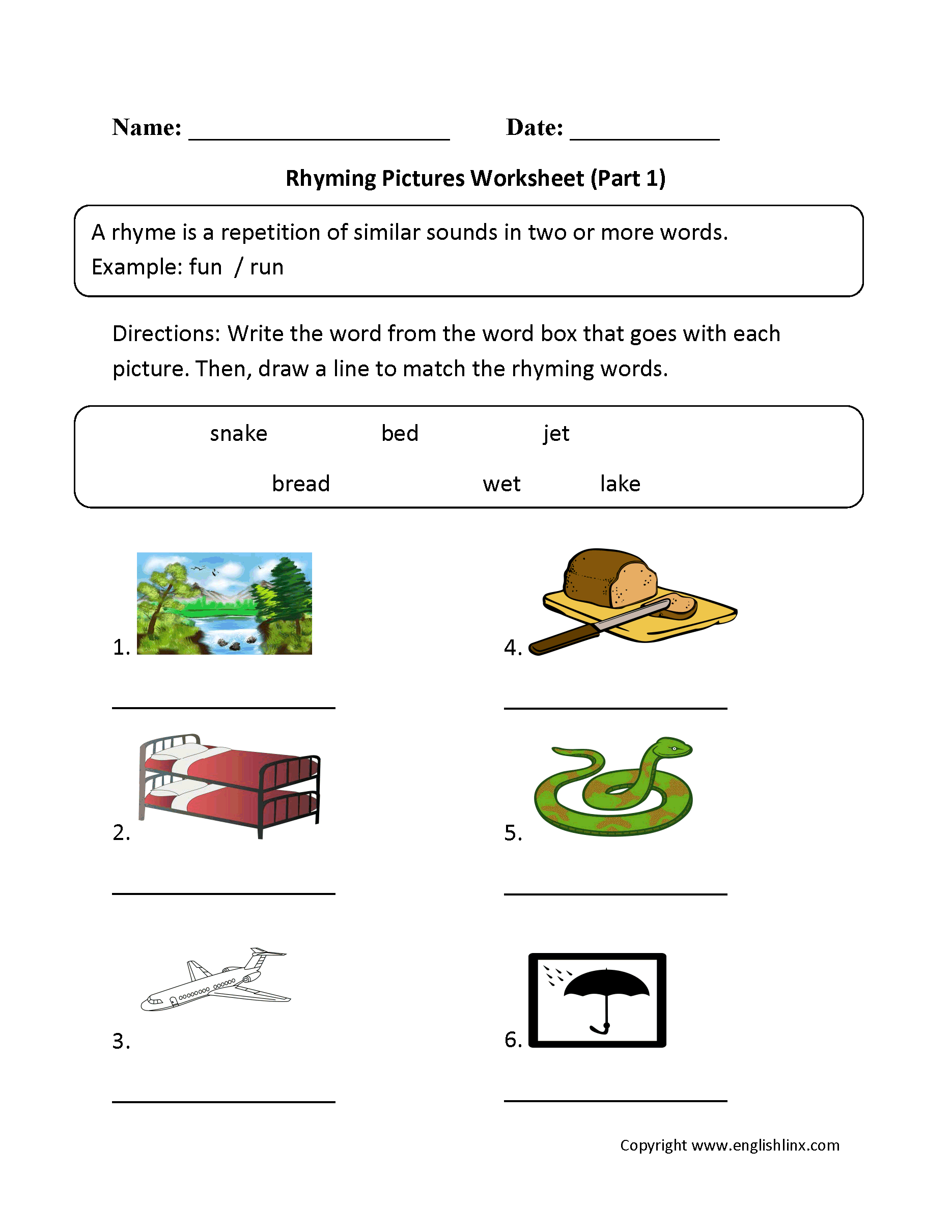 Englishlinx | Rhyming Worksheets - Free Printable Rhyming Words Worksheets