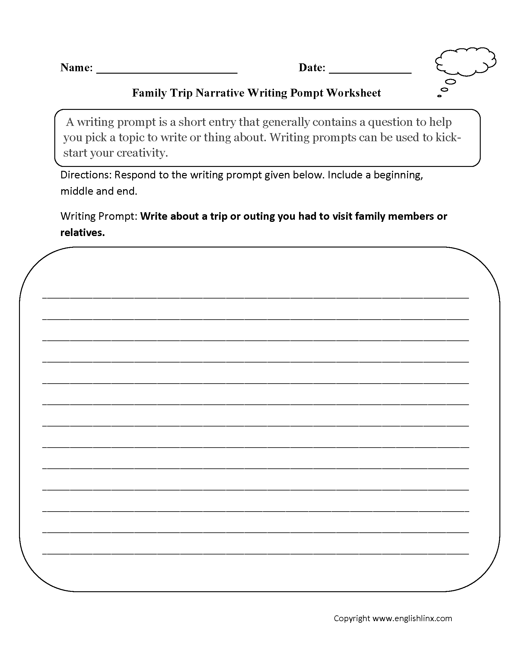 Englishlinx | Writing Prompts Worksheets - Free Printable Writing Prompts For Middle School