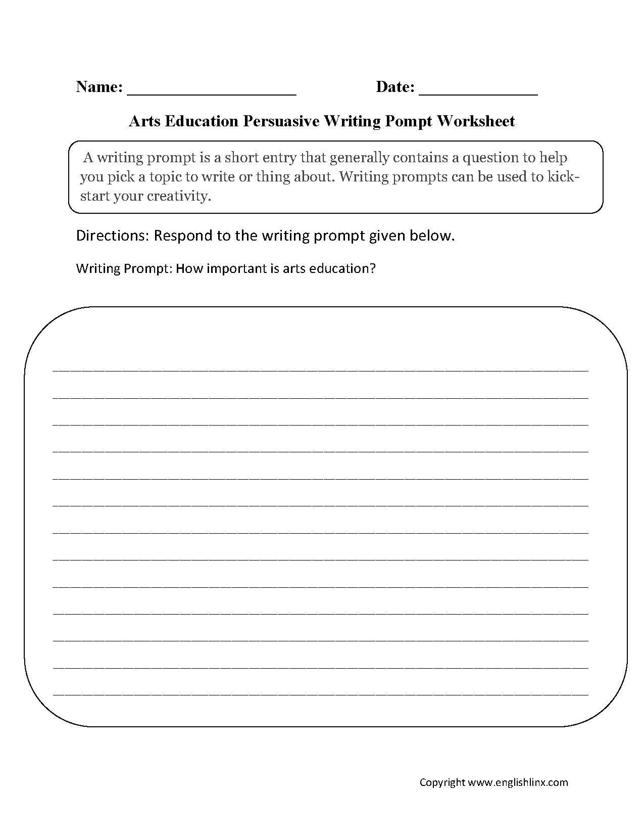 Englishlinx | Writing Prompts Worksheets - Free Printable Writing Prompts For Middle School