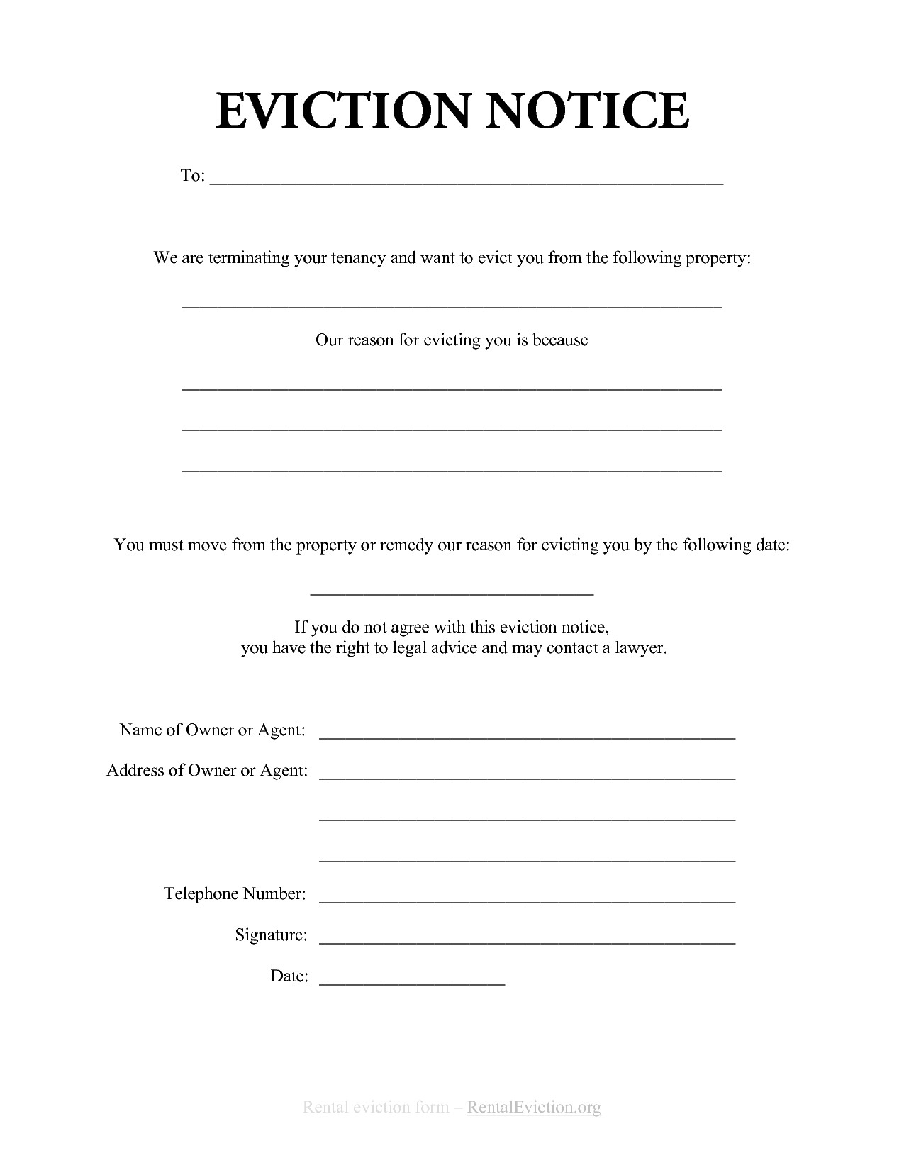 Eviction Notice Template | Charlotte Clergy Coalition - Free Printable Blank Eviction Notice
