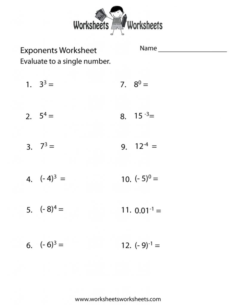 Exponents Practice Worksheet - Free Printable Educational Worksheet ...