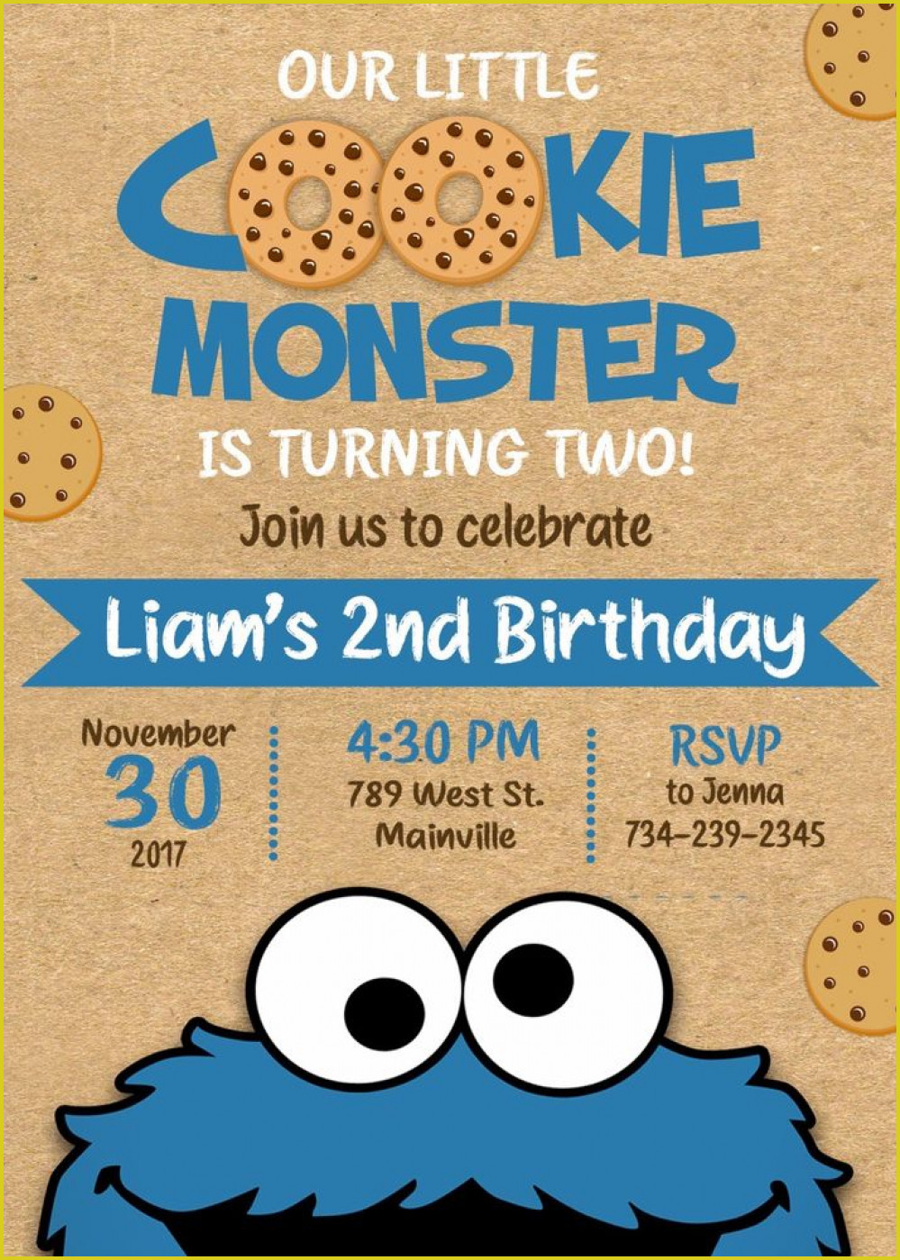 Fascinating Cookie Monster Birthday Invitations To Design Free - Free Printable Cookie Monster Birthday Invitations
