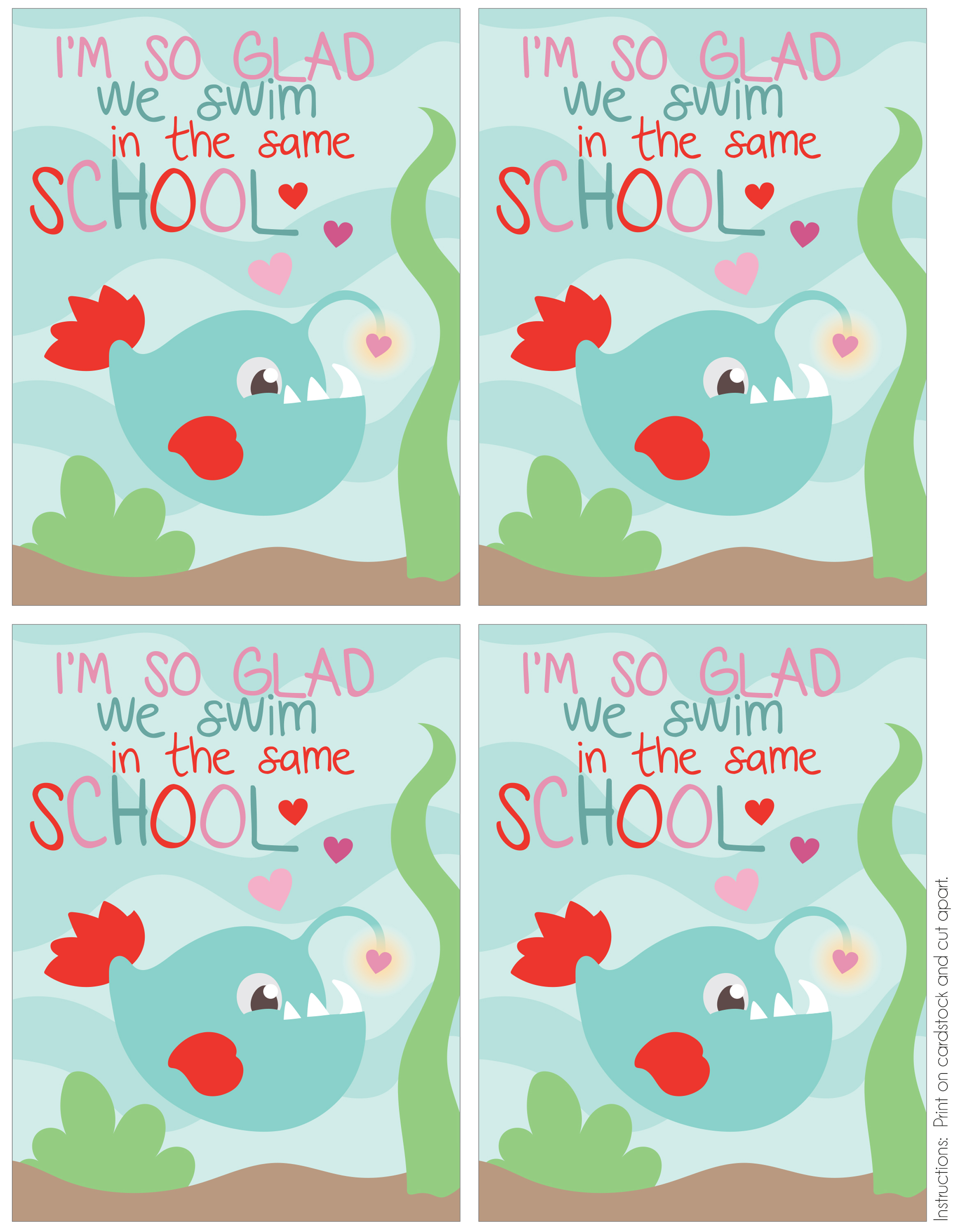 Fish School Printable Valentine Card - Mommy&amp;#039;s Bundle - Free Printable School Valentines Cards