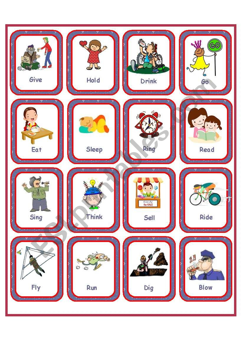 Flashcards - Irregular Verbs - Set 1 - Esl Worksheetanna P - Irregular Verbs Flashcards Printable Free