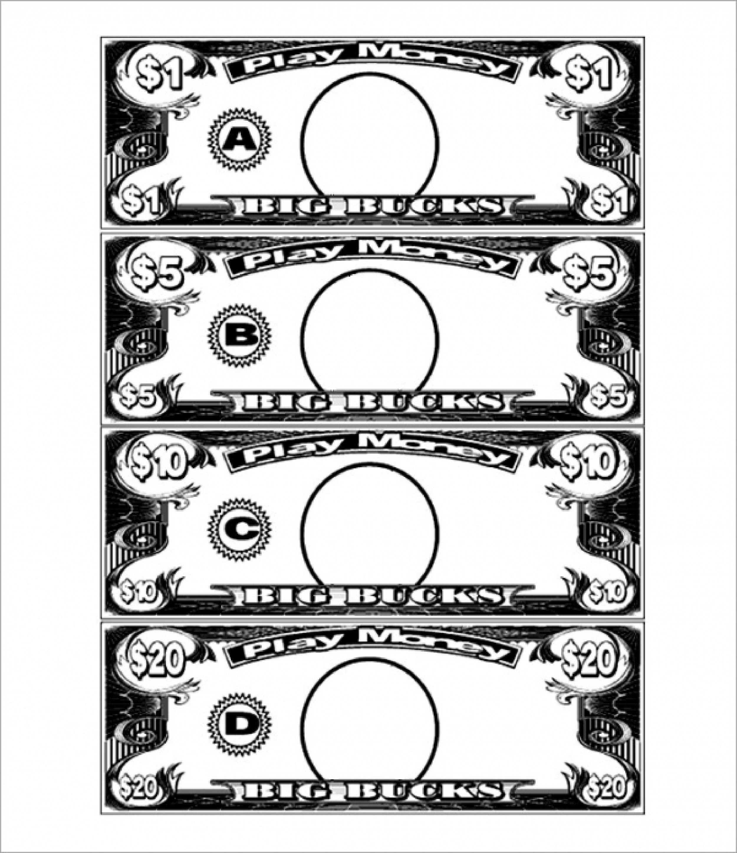 Free 1 Dollar Play Money Template | Templates At - Free Printable Play Money