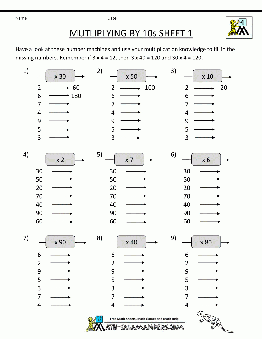 Free-4Th-Grade-Math-Worksheets-Multiplying-By-10S-1.gif 1,000×1,294 - Free Printable Fun Math Worksheets For 4Th Grade