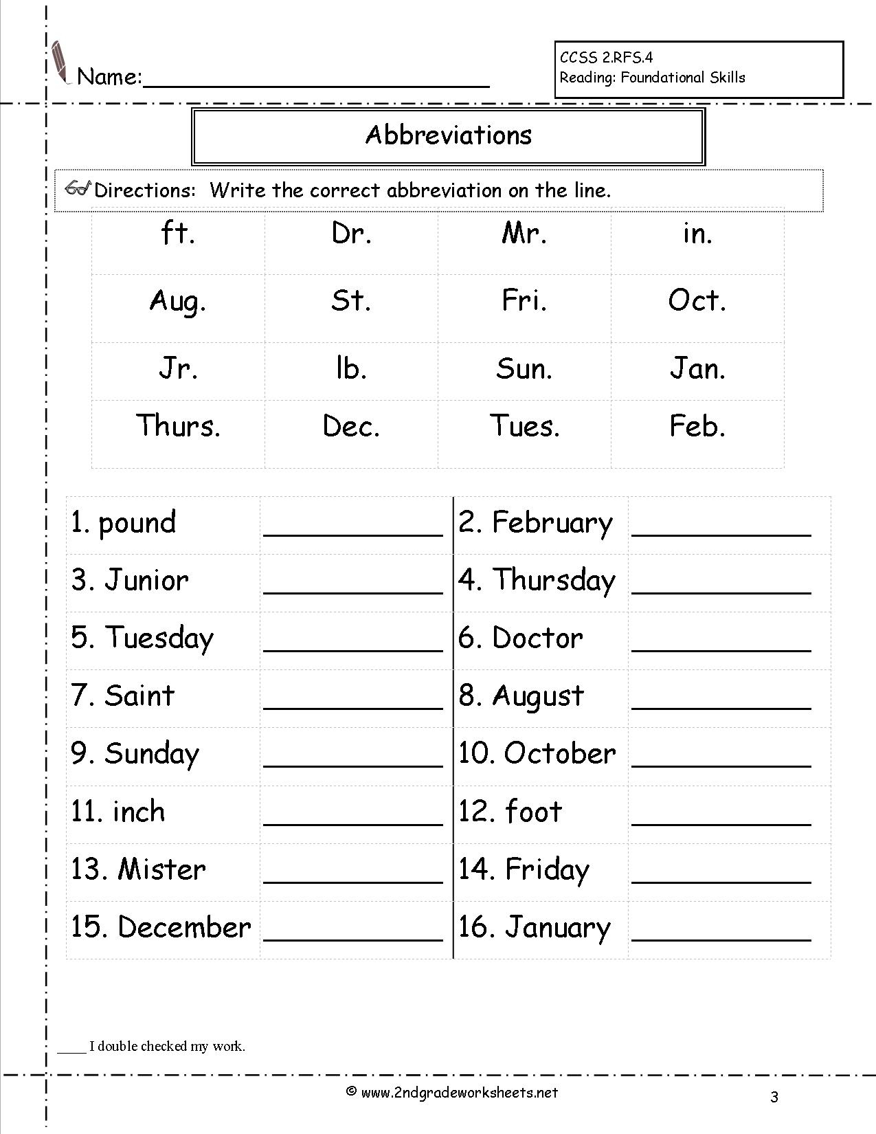Free Abbreviation Worksheets And Printouts - Free Printable Reading Games For 2Nd Graders
