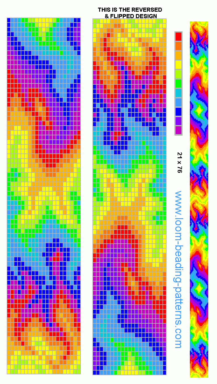 Free Beadwork Design - Alternate Rainbows--It Looks Like Flames I - Free Printable Bead Loom Patterns