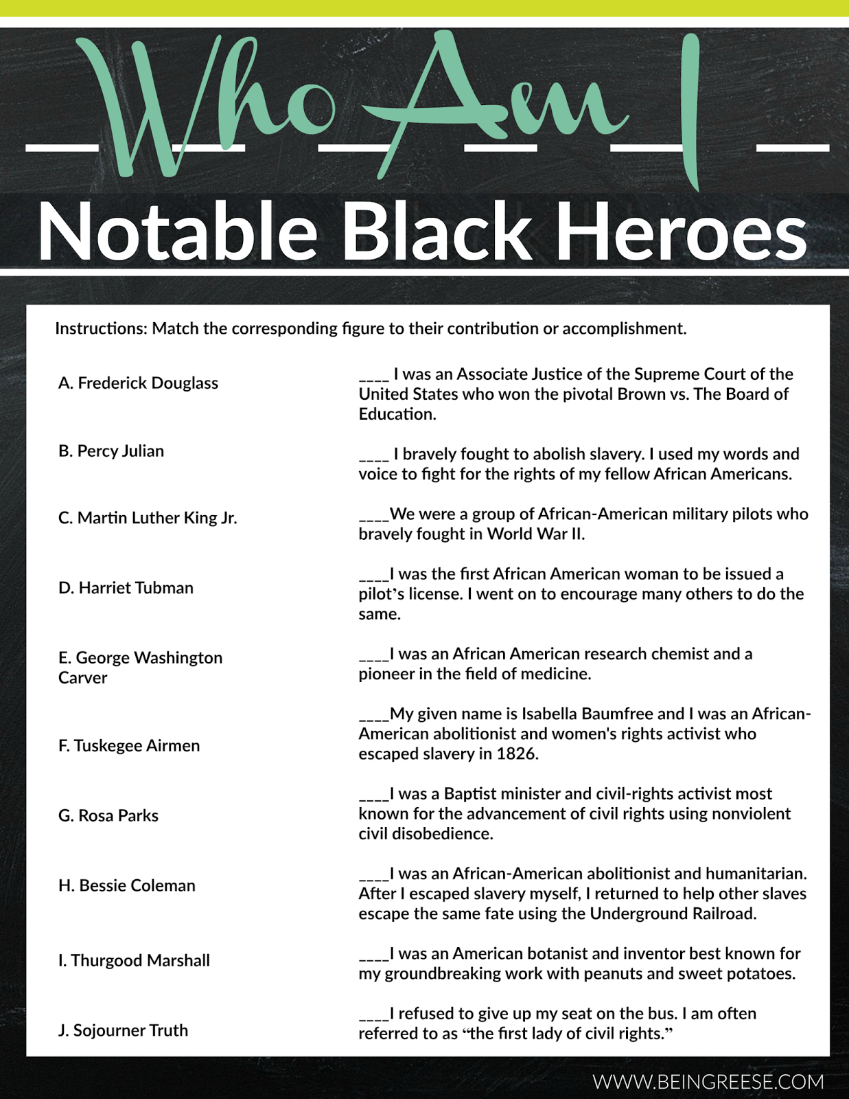 Free Black History Month Worksheet + A Reading List | Internship - Free Printable Black History Month Word Search
