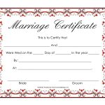 Free Blank Marriage Certificates | Printable Marriage Certificate   Free Printable Wedding Certificates
