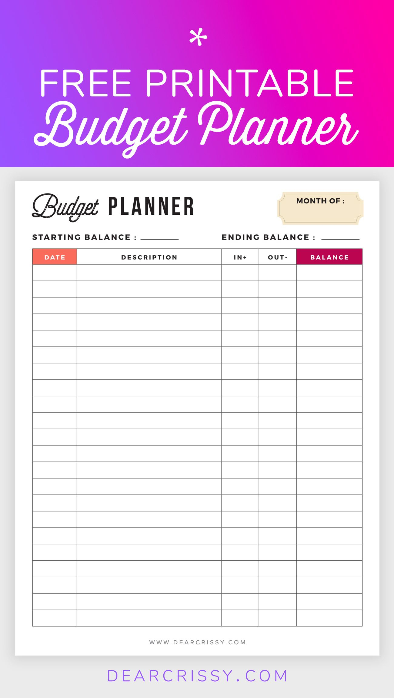 Free Budget Planner Printable - Printable Finance Planner | Office - Free Printable Finance Sheets