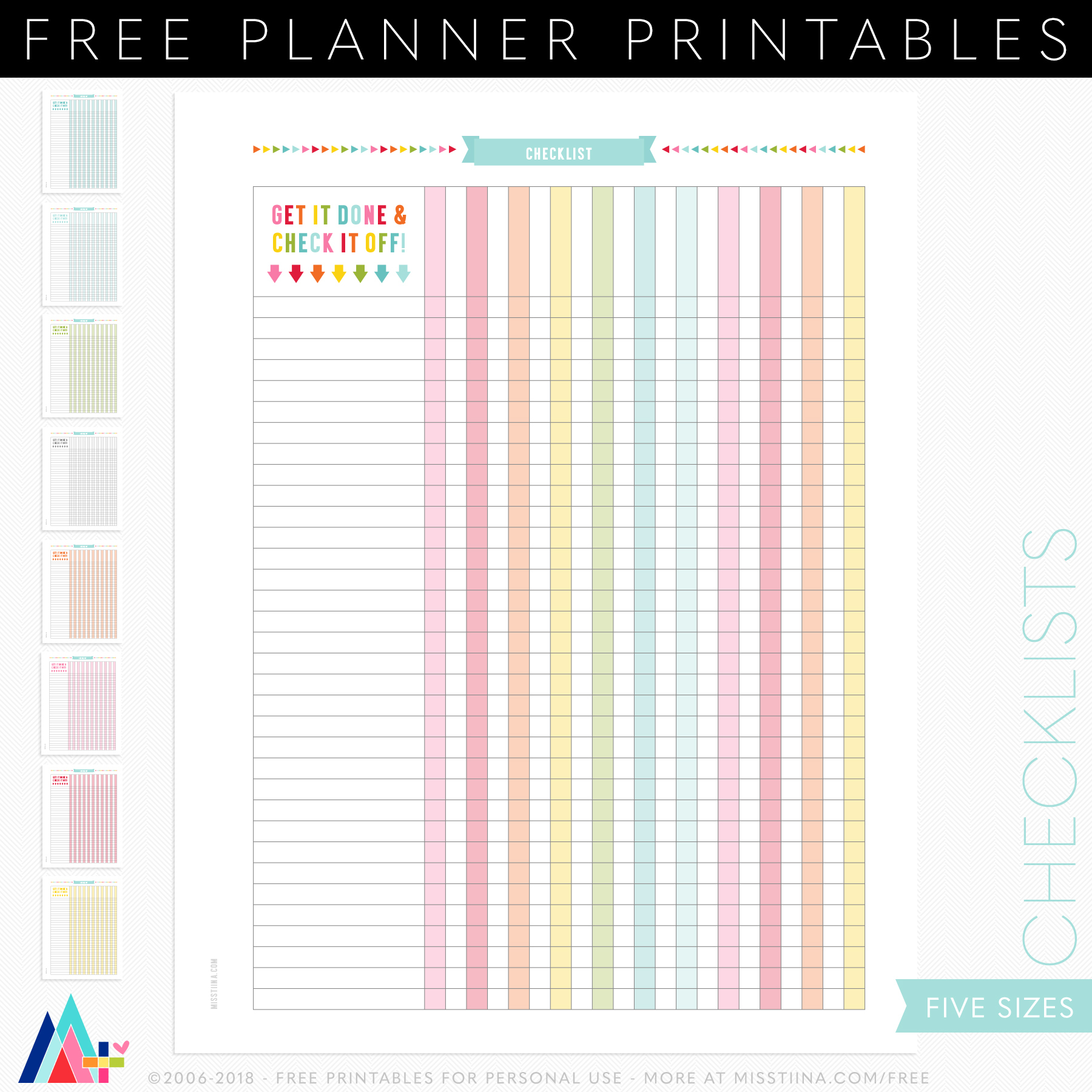 Free Checklists Planner Page Printables | Misstiina - Free Printable Checklist