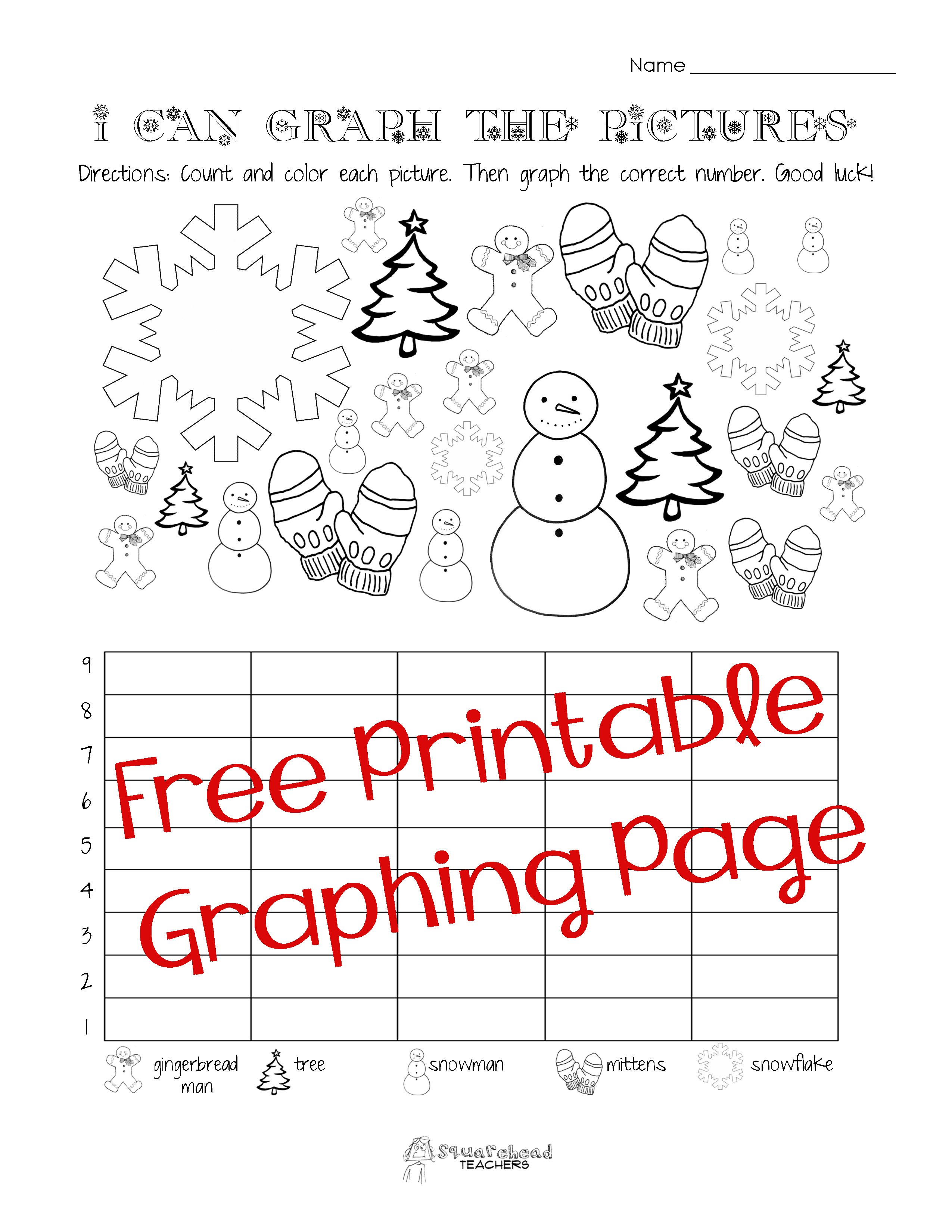 Free Christmas/winter Graphing Worksheet (Kindergarten, First Grade - Free Printable Graphs For Kindergarten