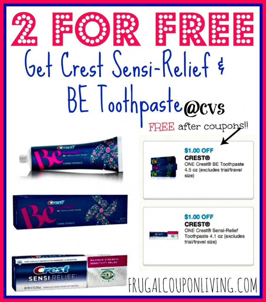 Free Crest Sensi-Relief And Free Be Toothpastes With Printable - Free Printable Crest Coupons