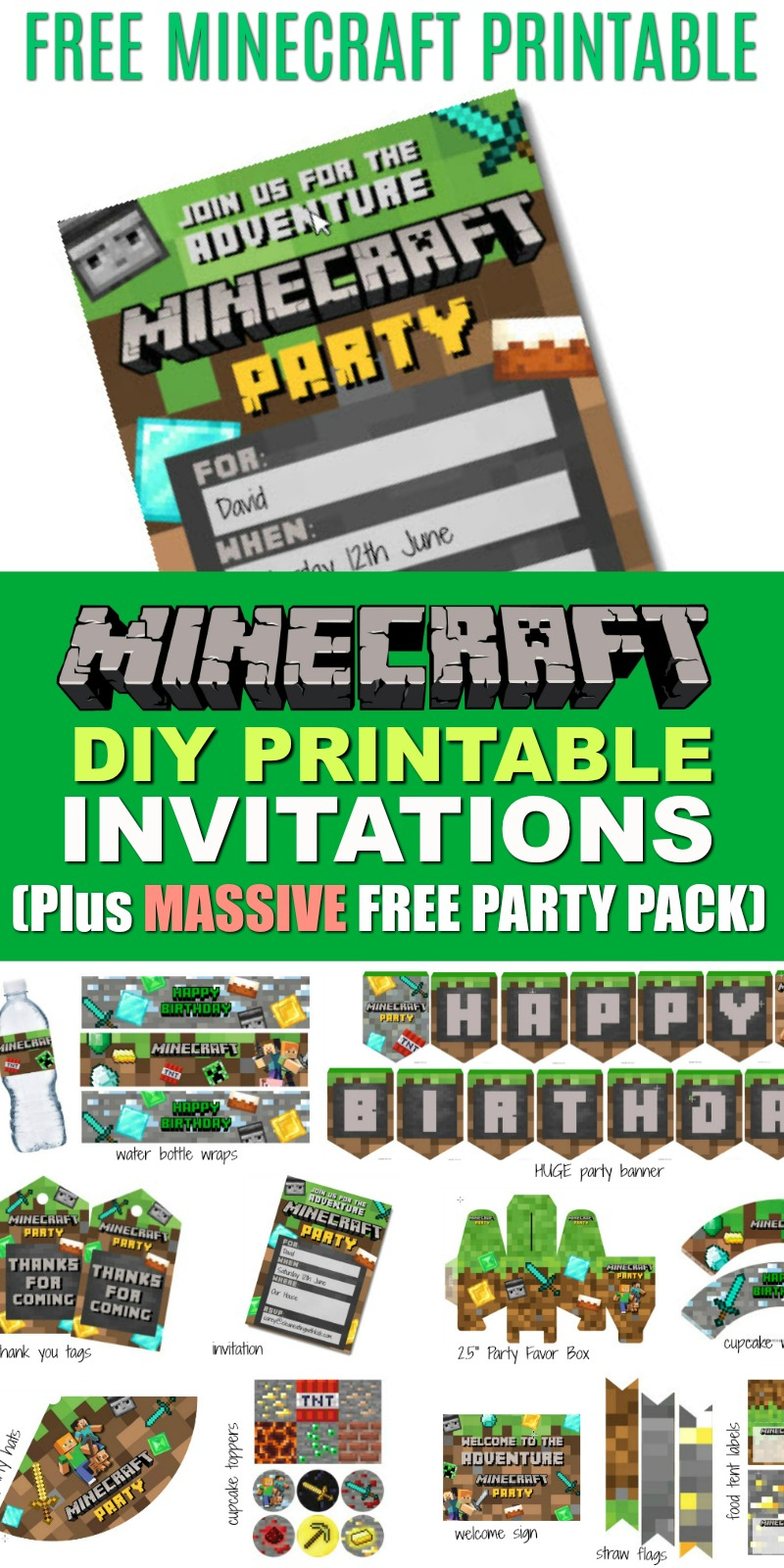 Free Diy Printable Minecraft Birthday Invitation - Clean Eating With - Free Printable Minecraft Invitations