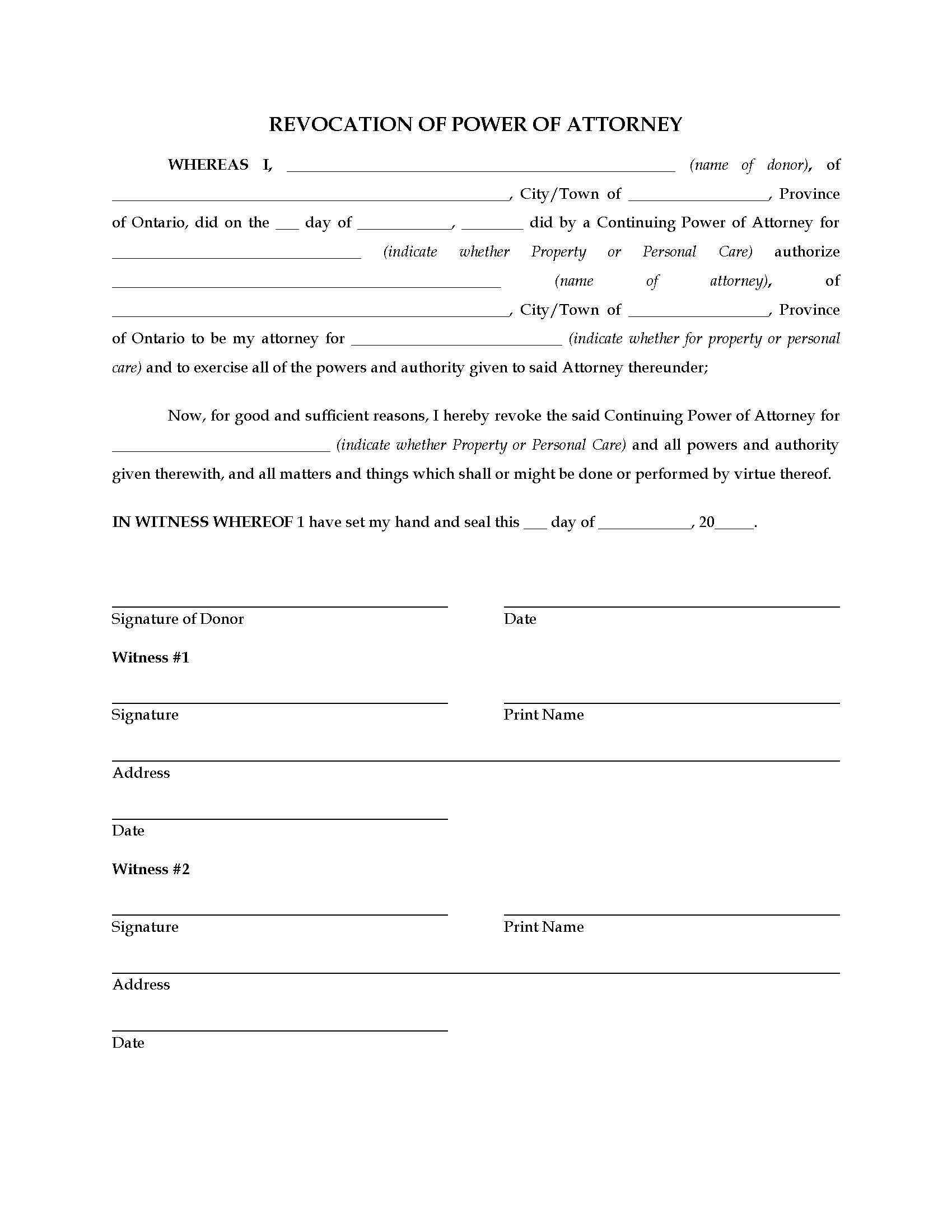 Free Durable Power Of Attorney Forms To Print – Printable Sample - Free Printable Revocation Of Power Of Attorney Form