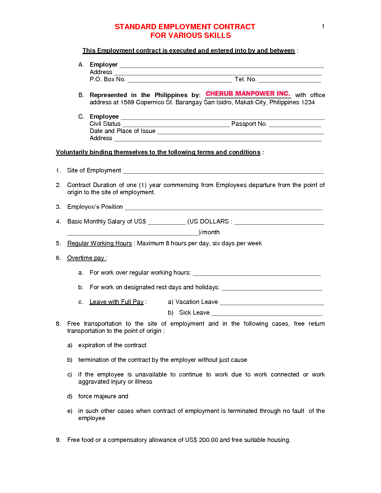 Free Employment Contract Agreement Template Image Gallery - Imggrid - Free Printable Employment Contracts