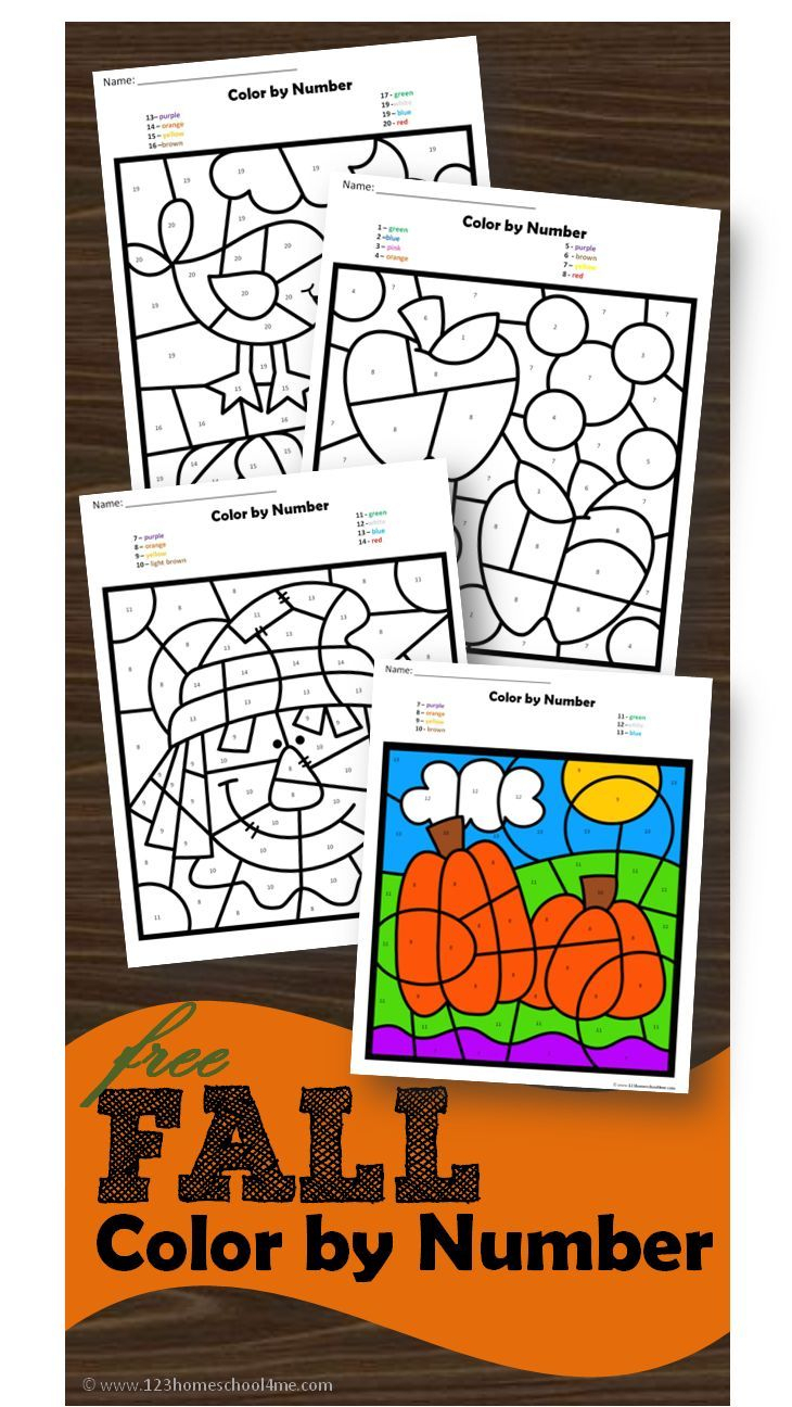 Free Fall Colornumber | K-Math | Pinterest | Kindergarten - Free Printable Fall Math Worksheets