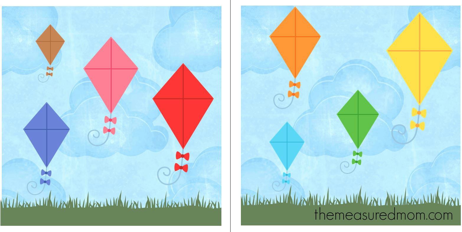 Free File Folder Game For Preschoolers: Kites! - The Measured Mom - Free Printable File Folder Games