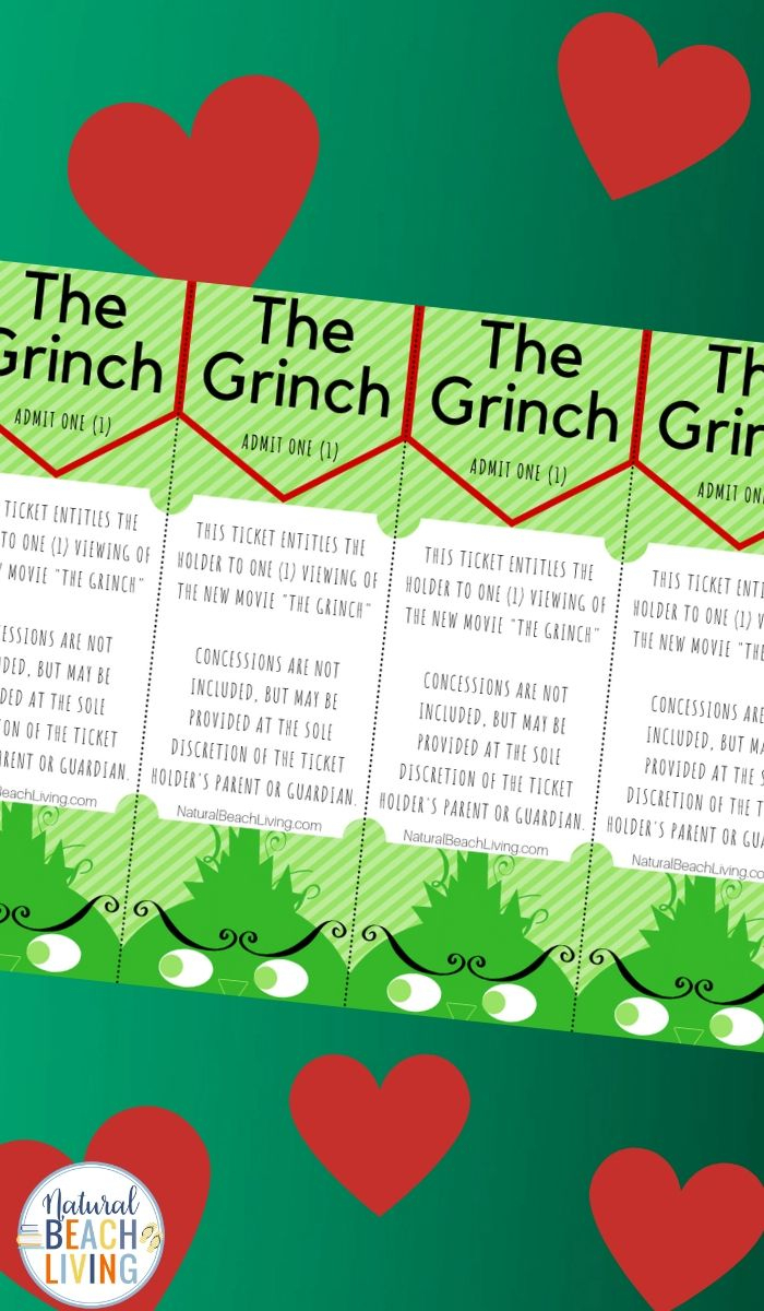 Free Grinch Printable Activities Movie Tickets | Natural Beach - Free Concessions Printable
