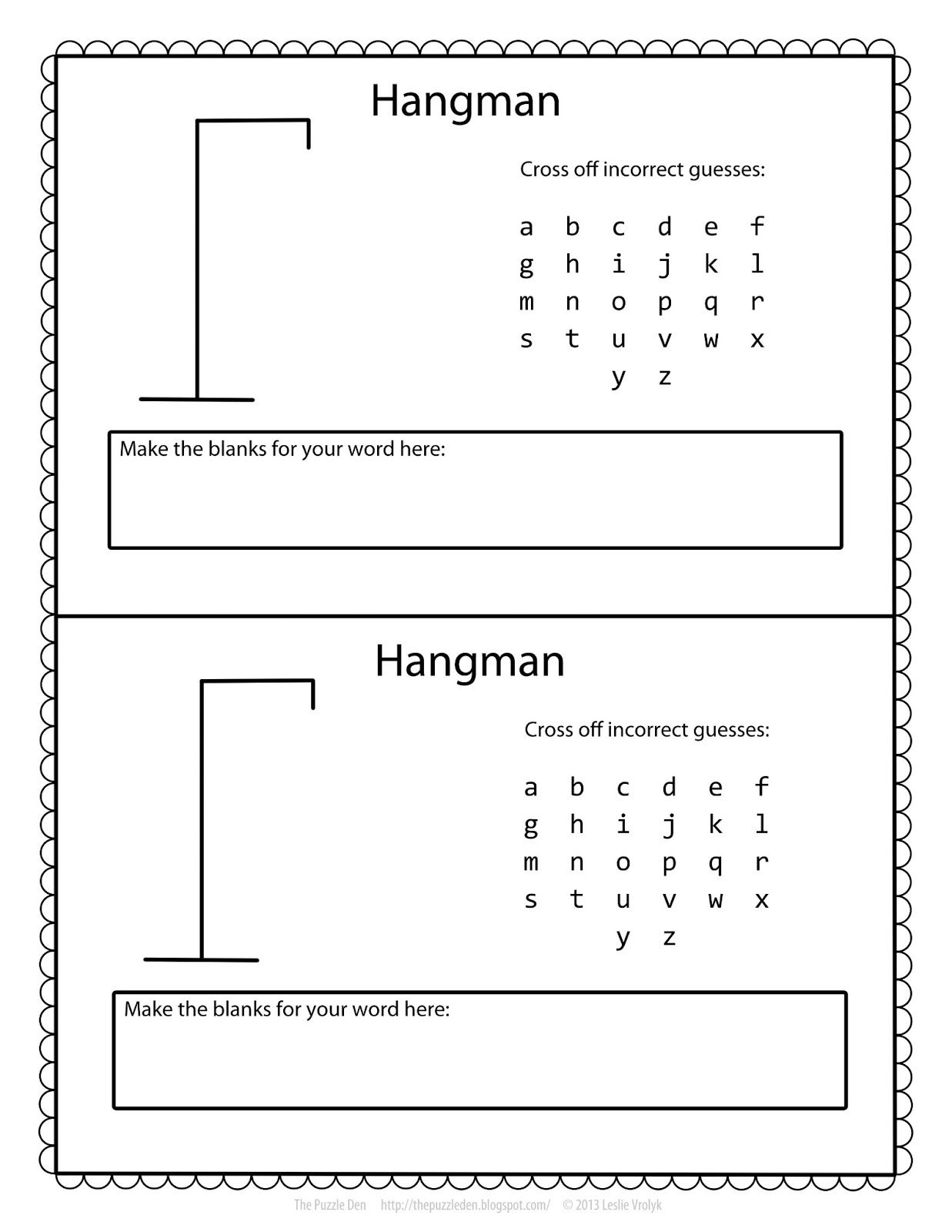 Free Printable Hangman Game Free Printable