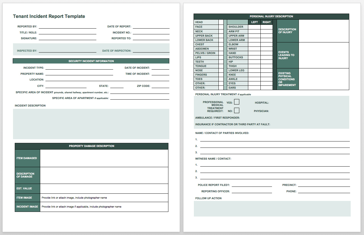 Free Incident Report Templates Smartsheet - Free Printable Incident Report Form