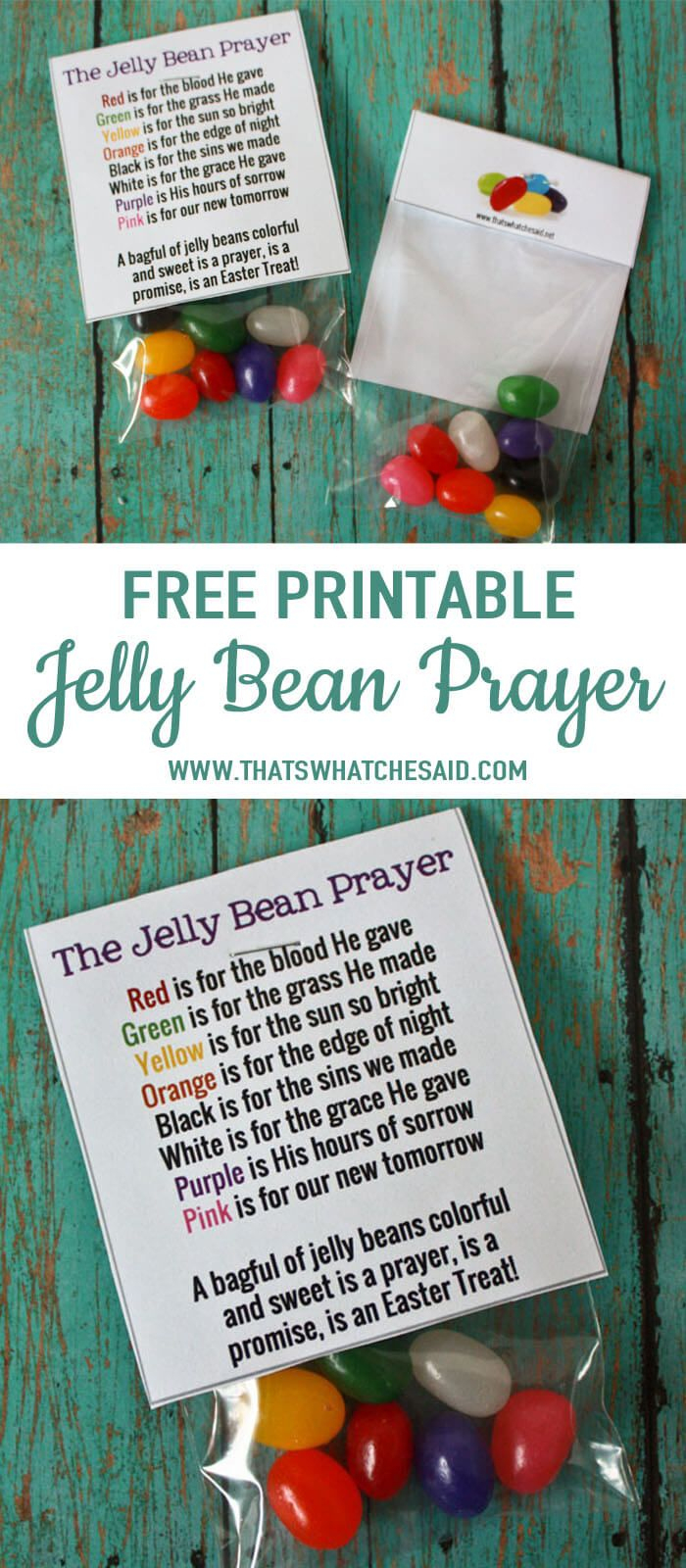 Free Jelly Bean Prayer Printable Treat Topper | Easter | Pinterest - Free Printable Easter Sermons