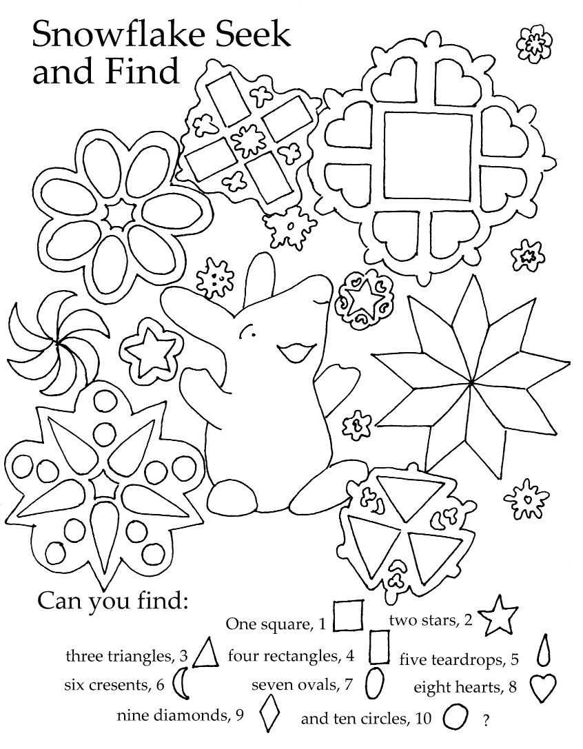 Free Kids Printable. Great Seek And Find For Shapes And Winter Quiet - Free Printable Seek And Find
