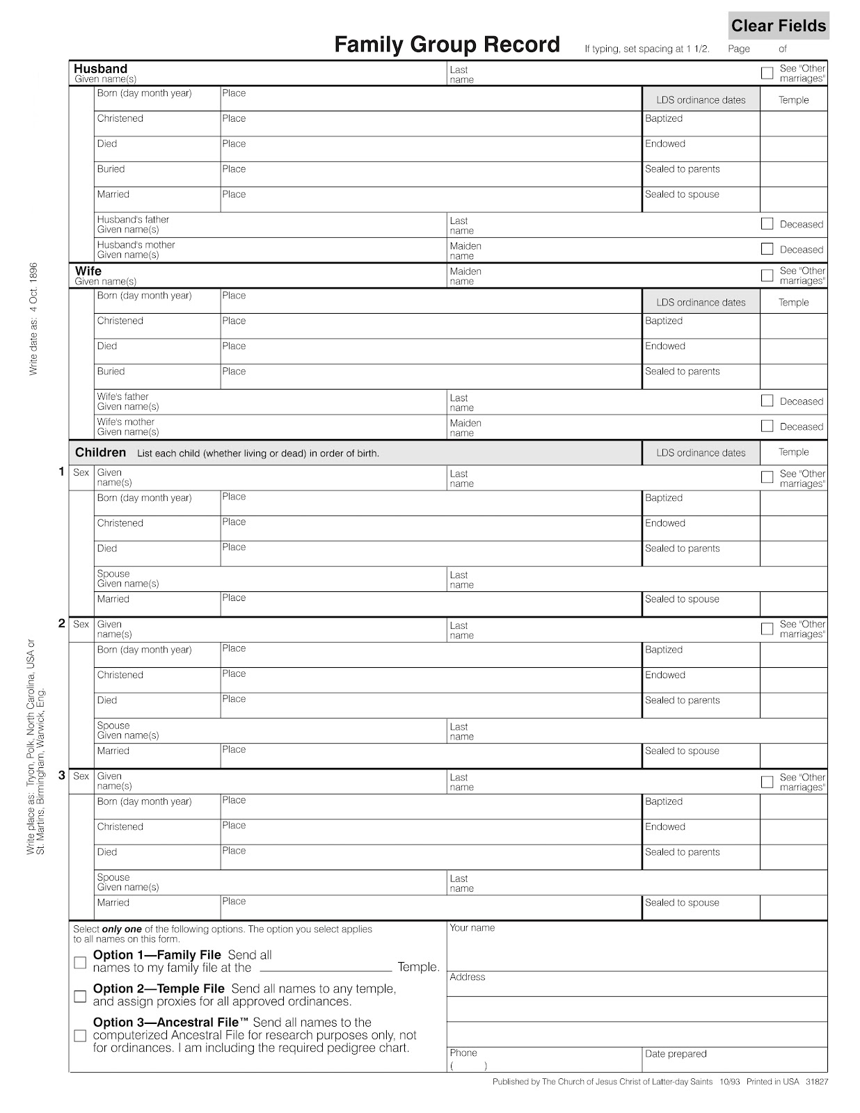 Free Lds/mormon Family Group Record - Type &amp;amp; Print In Minutes - Free Printable Genealogy Worksheets