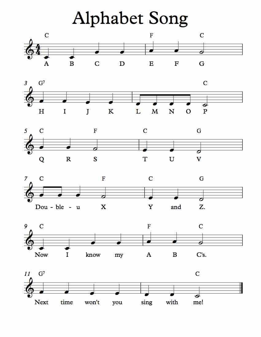Free Lead Sheet – Alphabet Song In 2019 | Free Sheet Music | Music - Free Sheet Music For Clarinet Printable