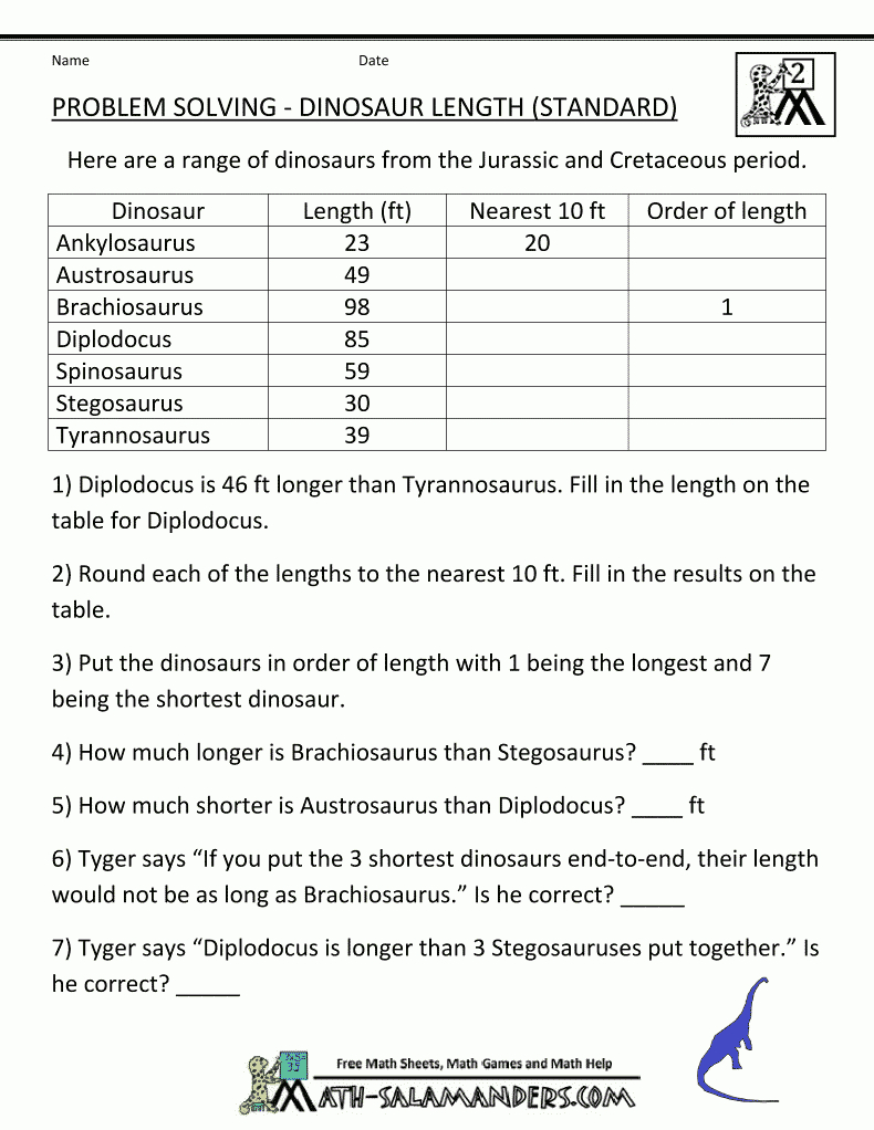 Free-Math-Word-Problems-Dinosaur-Length-Standard.gif 790×1,022 - Free Printable Word Problems 2Nd Grade