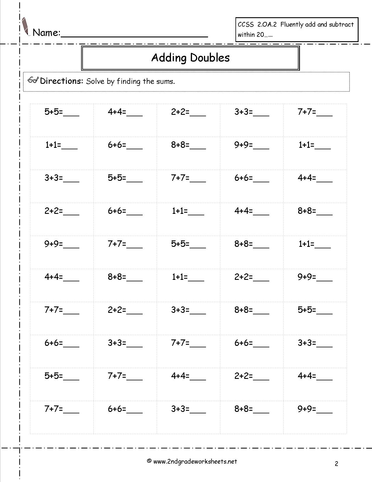 Free Math Worksheets And Printouts - Year 2 Free Printable Worksheets