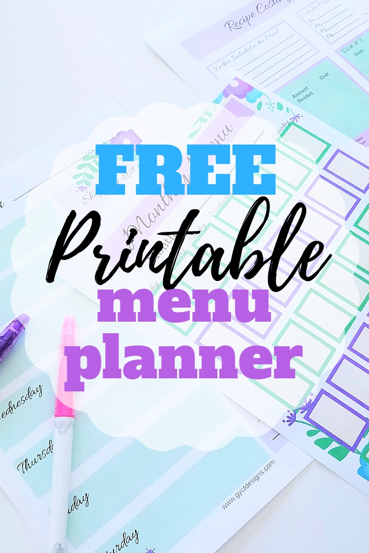 Free Menu Planner Printable - Gyct Designs - Create A Menu Free Printable