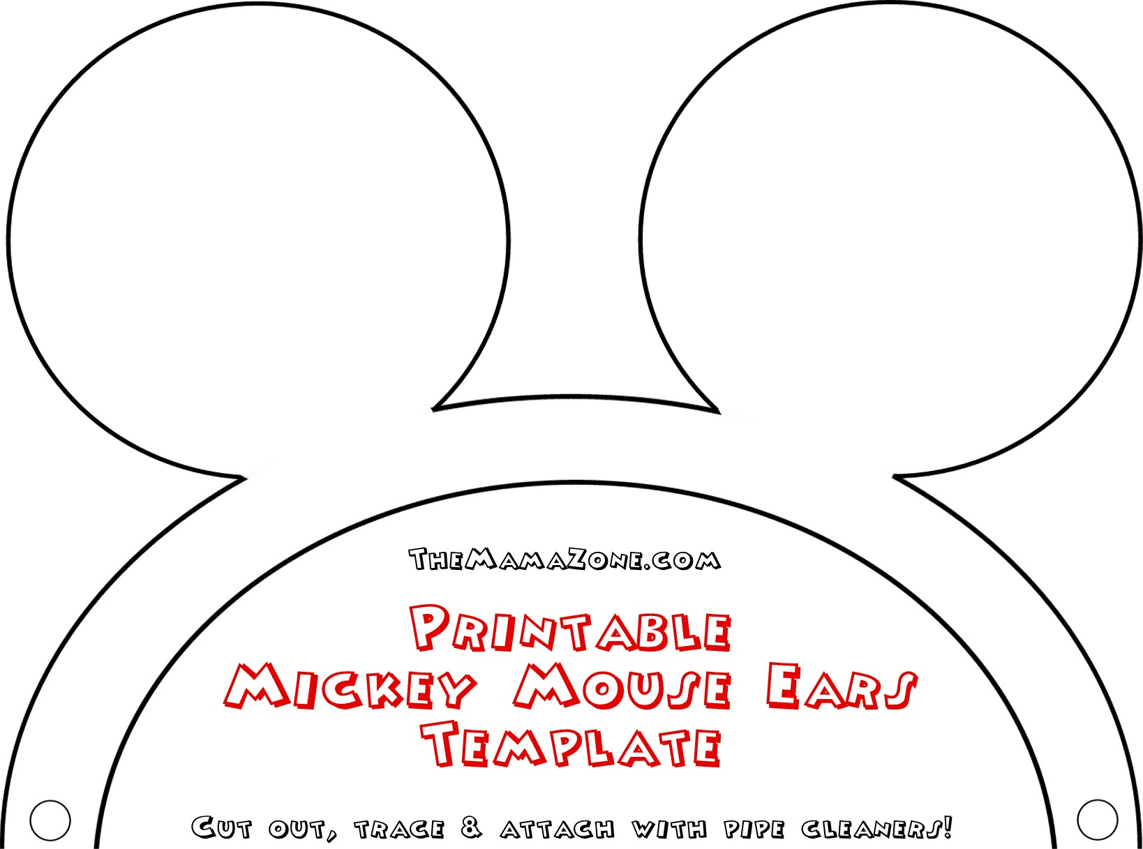 Free Mickey Mouse Ears Template | The Mama Zone - Free Printable Mickey Mouse Template