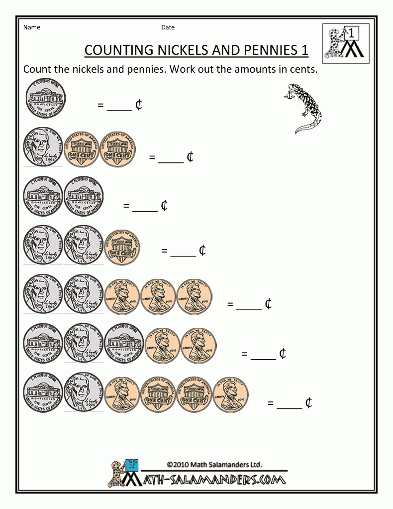 Free Money Counting Printable Worksheets - Kindergarten, 1St Grade - Free Printable Money Worksheets