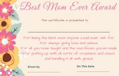 Free Mother's Day Printable Certificate Awards For Mom And Grandma - Free Printable Best Daughter Certificate