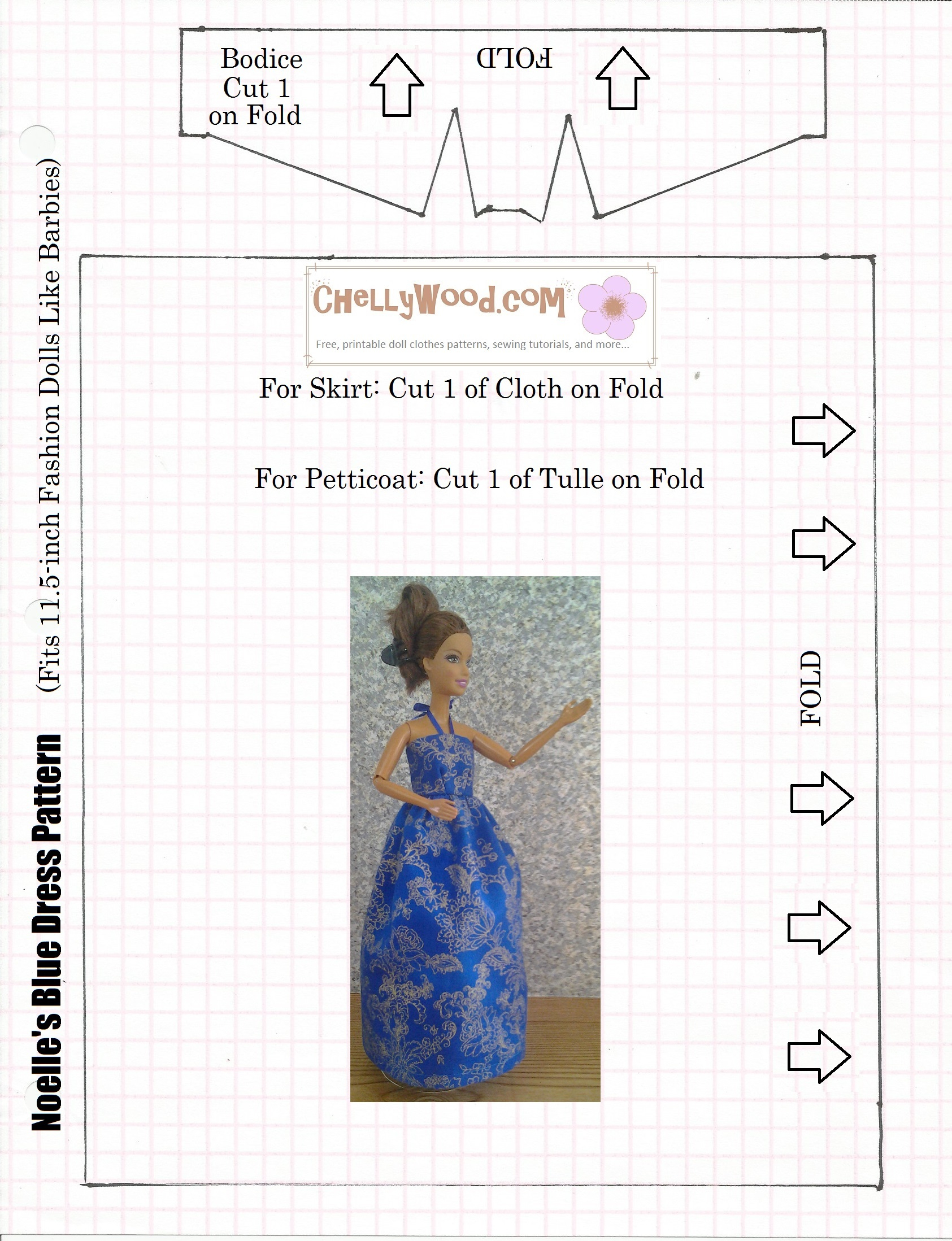 Free Patterns For #easydiy Barbie #dolls #dresses @ Chellywood - Easy Barbie Clothes Patterns Free Printable
