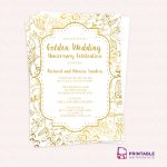 Free Pdf Template   Golden Wedding Anniversary Invitation Template   Wedding Invitation Cards Printable Free