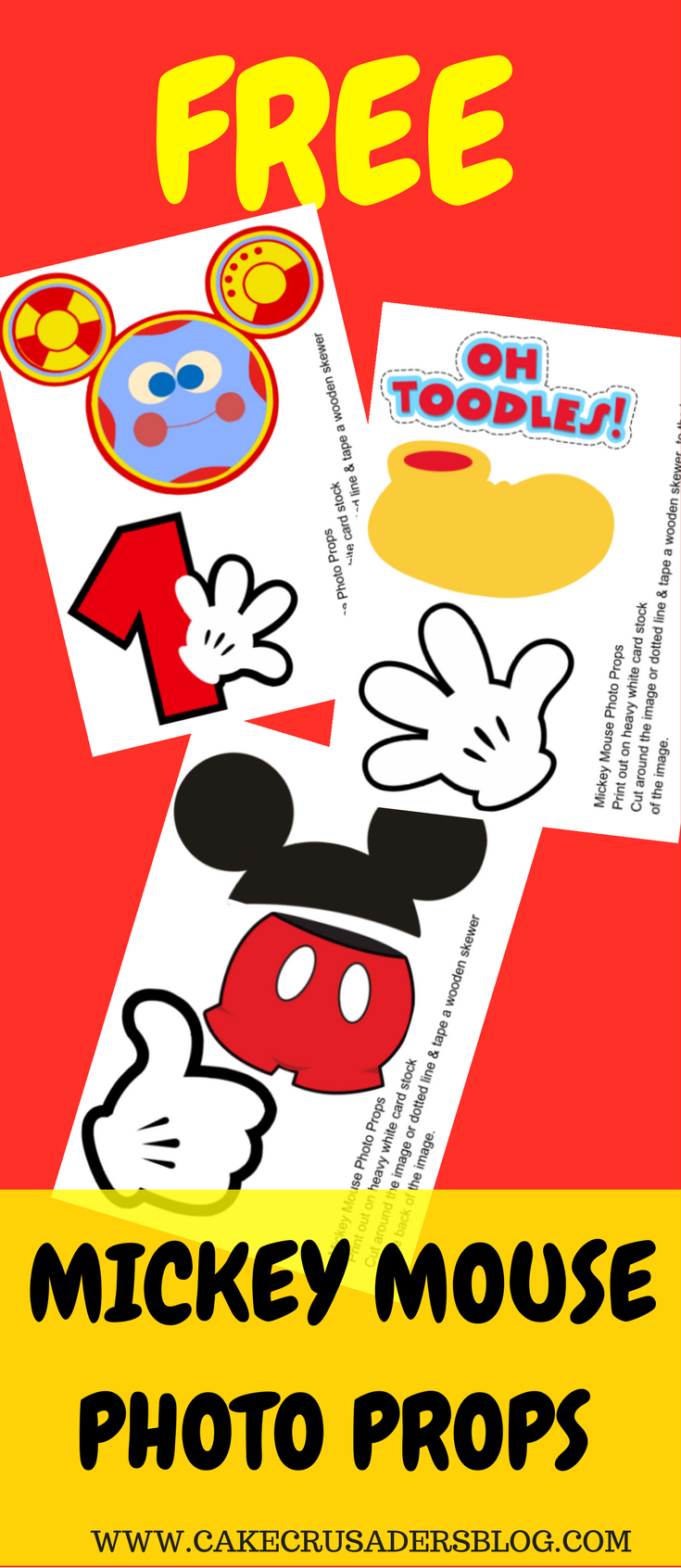 Free Photo Props Mickey Mouse Printable &amp;amp; Templates | Photo Booth - Free Printable Mickey Mouse Decorations