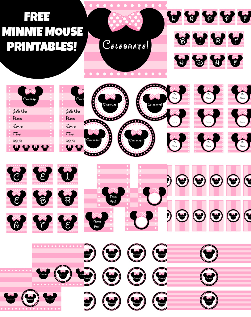 Free Pink Minnie Mouse Birthday Party Printables | Catch My Party - Free Mickey Mouse Printable Templates
