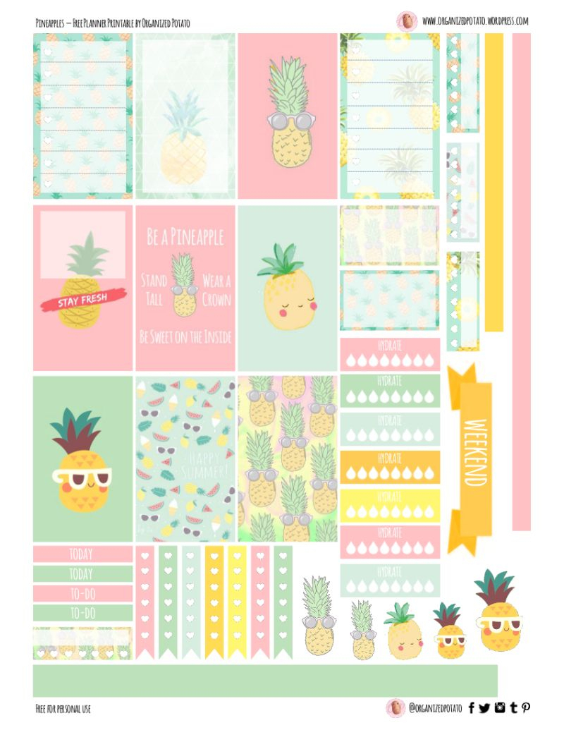 Free Planner Printable: Pineapples | Printables | Pinterest - Free Printable Planner Stickers
