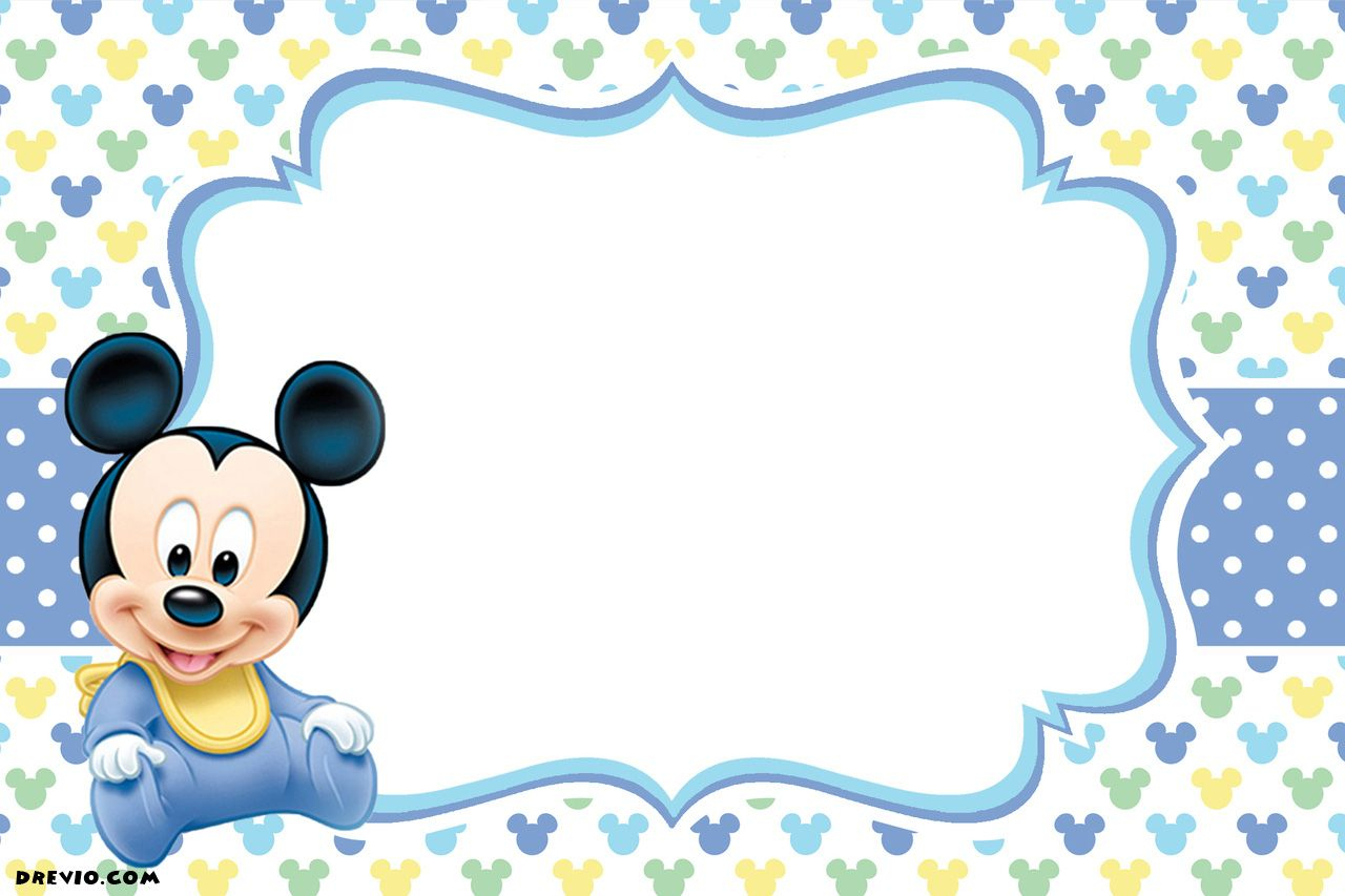 Free-Printable-1St-Mickey-Mouse-Birthday-Invitation---Calm-Blue - Free Printable Baby Mickey Mouse Birthday Invitations
