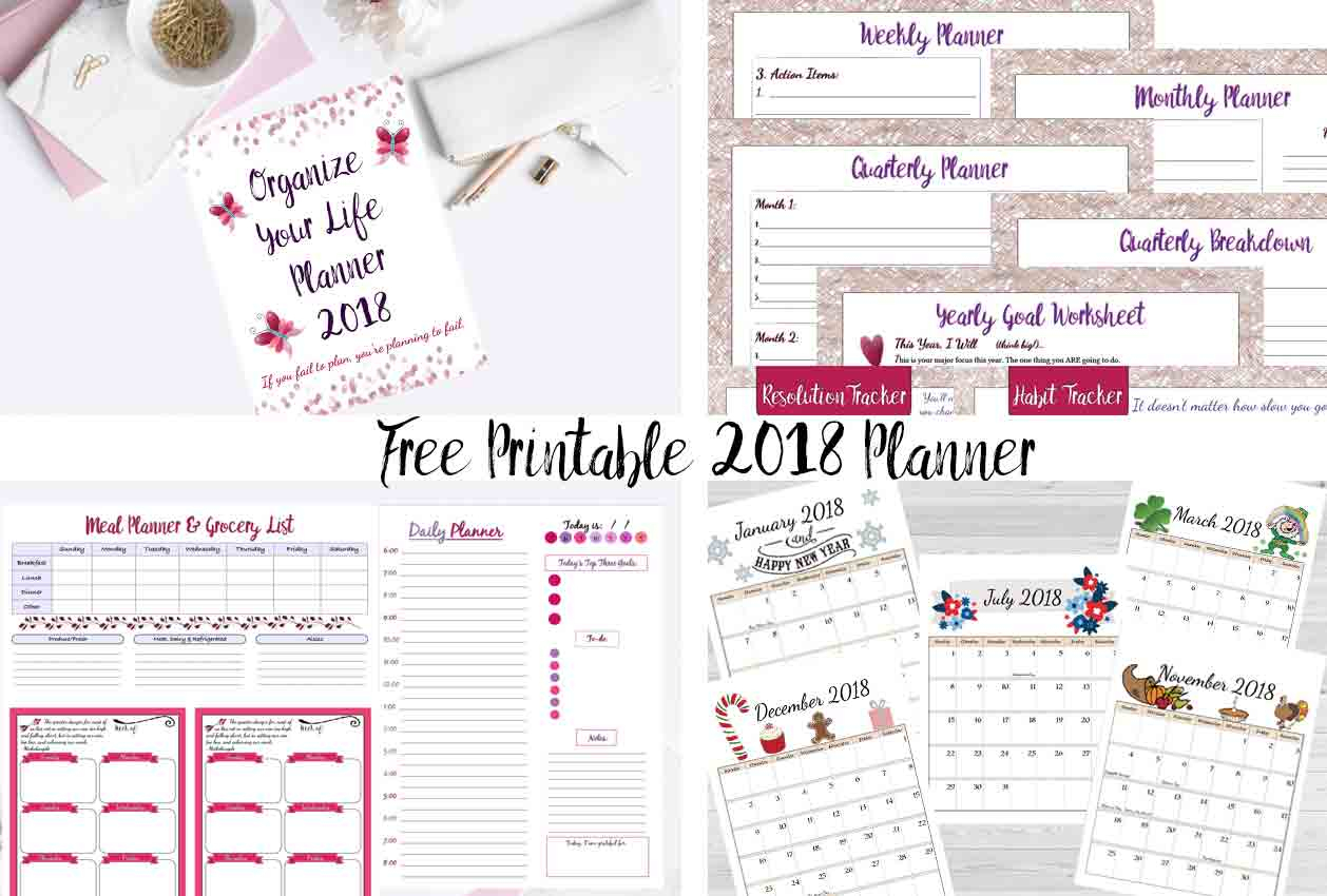 Free Printable 2018 Planner- 35+ Pages! - Planner 2018 Printable Free