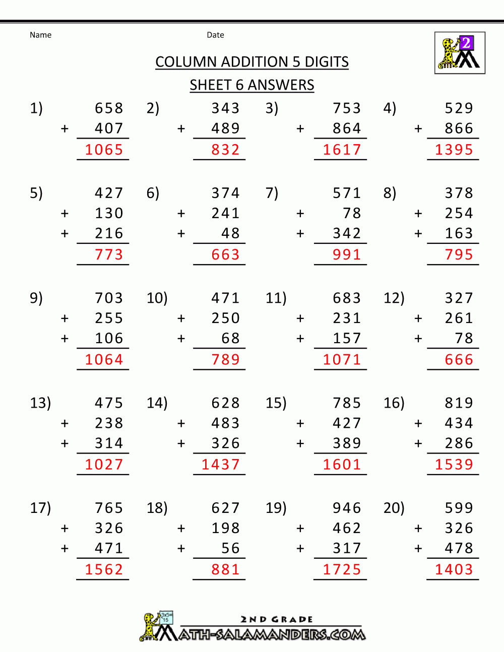 Free Printable Addition Worksheets 3 Digits Math Worksheet For Grade - Year 6 Maths Worksheets Free Printable