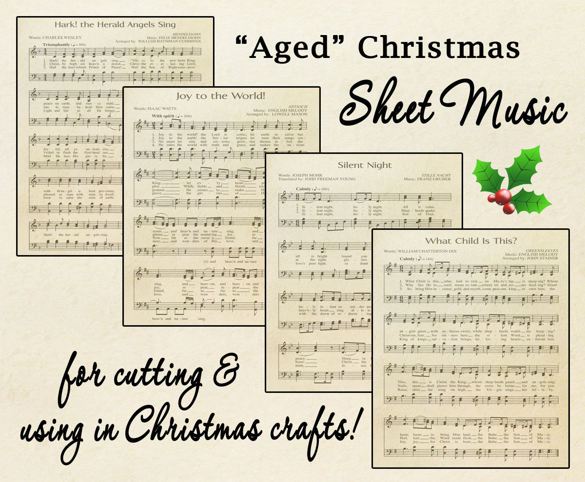 Free Printable “Aged” Music Sheets | Celebrating Holidays - Free Printable Christmas Carols Booklet