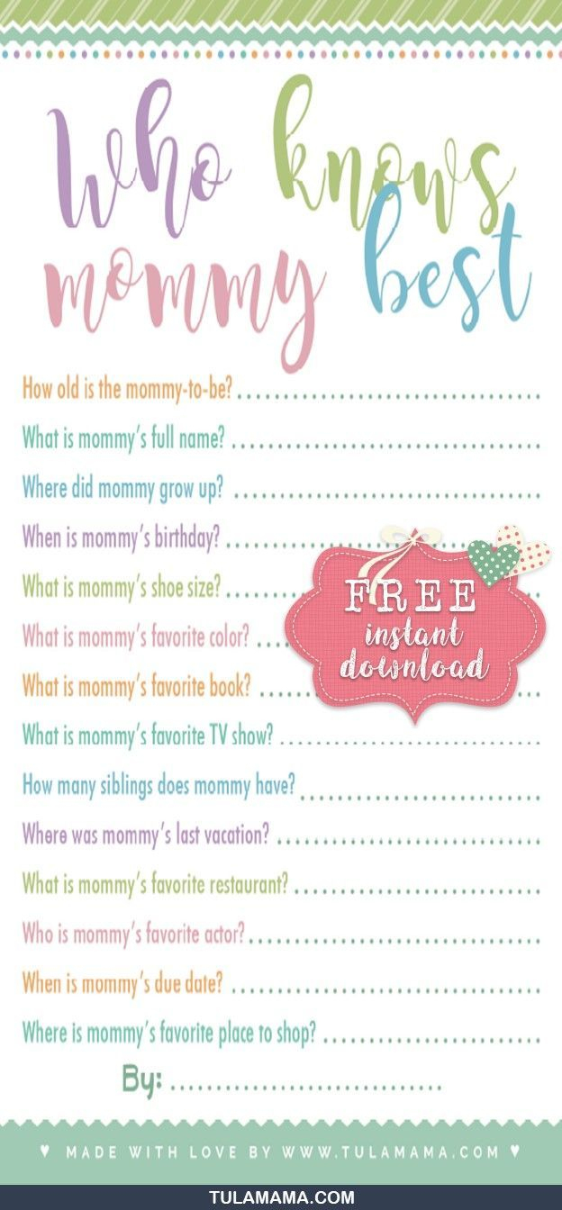 Free Printable Baby Shower Games Who Knows Mommy The Best - Free Printable Baby Shower Games Who Knows Mommy The Best