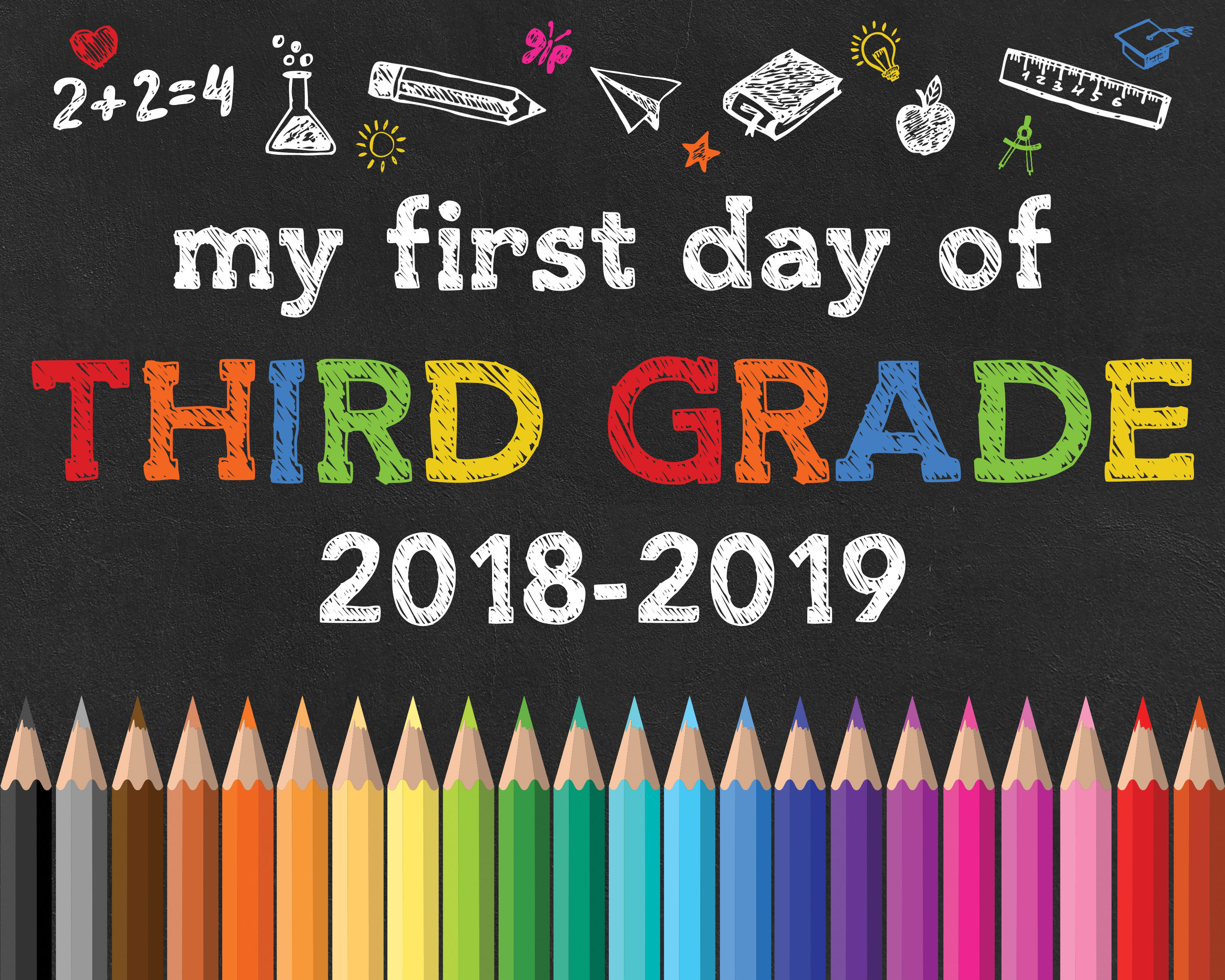 Free Printable Back To School Chalkboard Signs /// 2018-2019 - The - First Day Of 3Rd Grade Free Printable