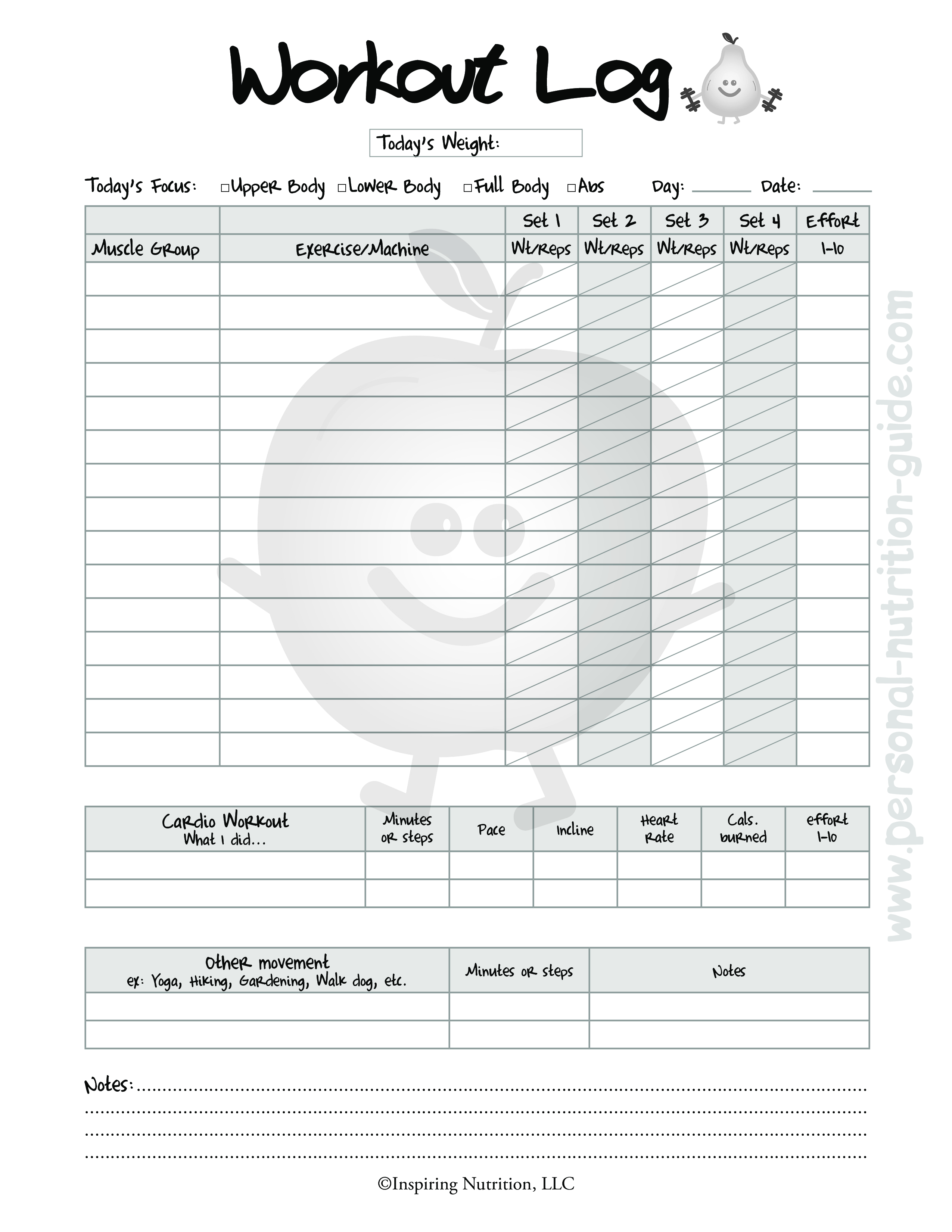 Free Printable Blank Workout Log | Templates At Allbusinesstemplates - Free Printable Workout Log